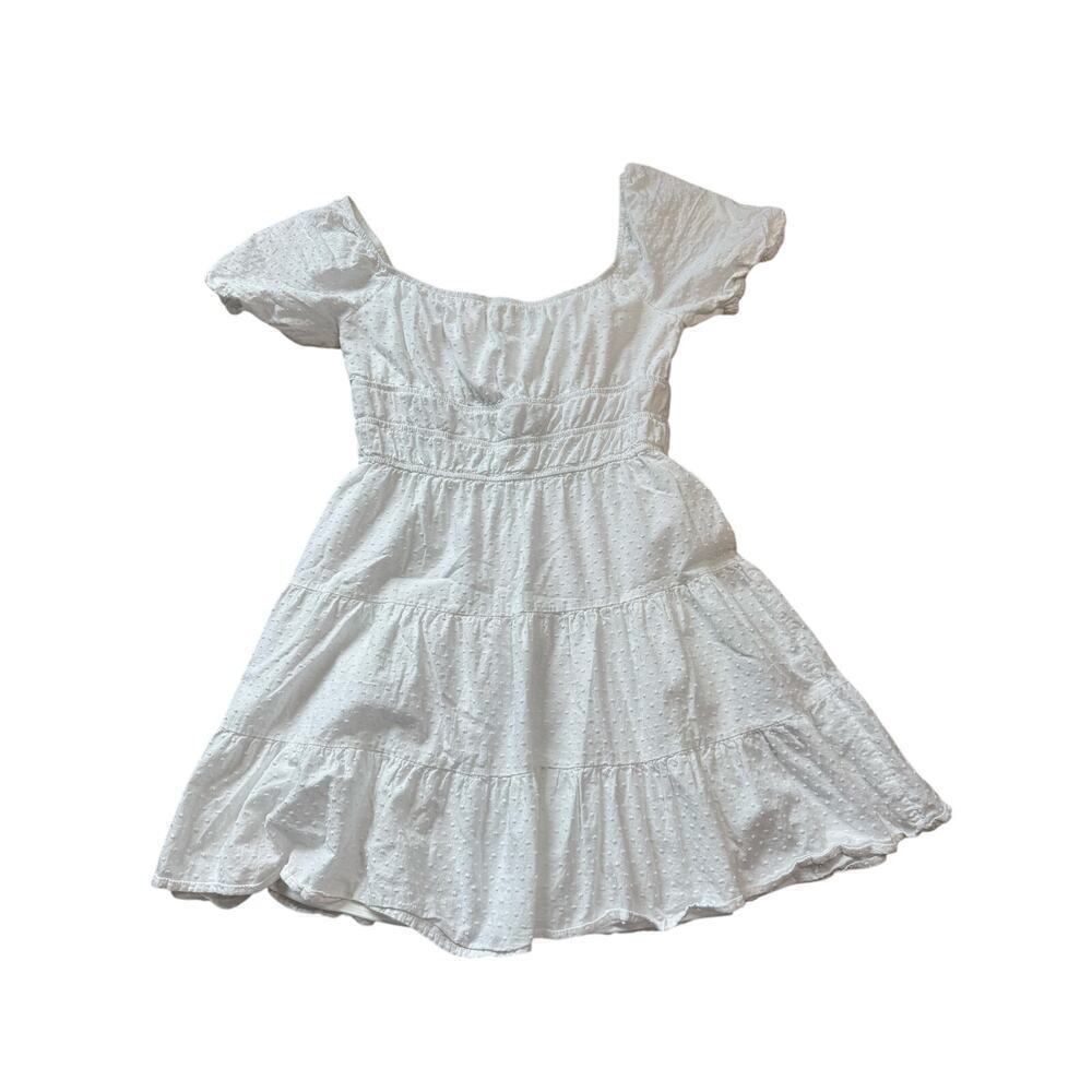Altar'd State White polka dot Dress, size women's Medium, Elastic neckline